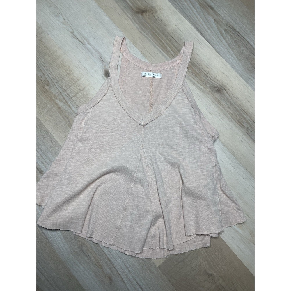 Free People We The Free Tank Top Womens Medium Peach Flowy Raw Hem Boho Knit - Picture 5 of 8
